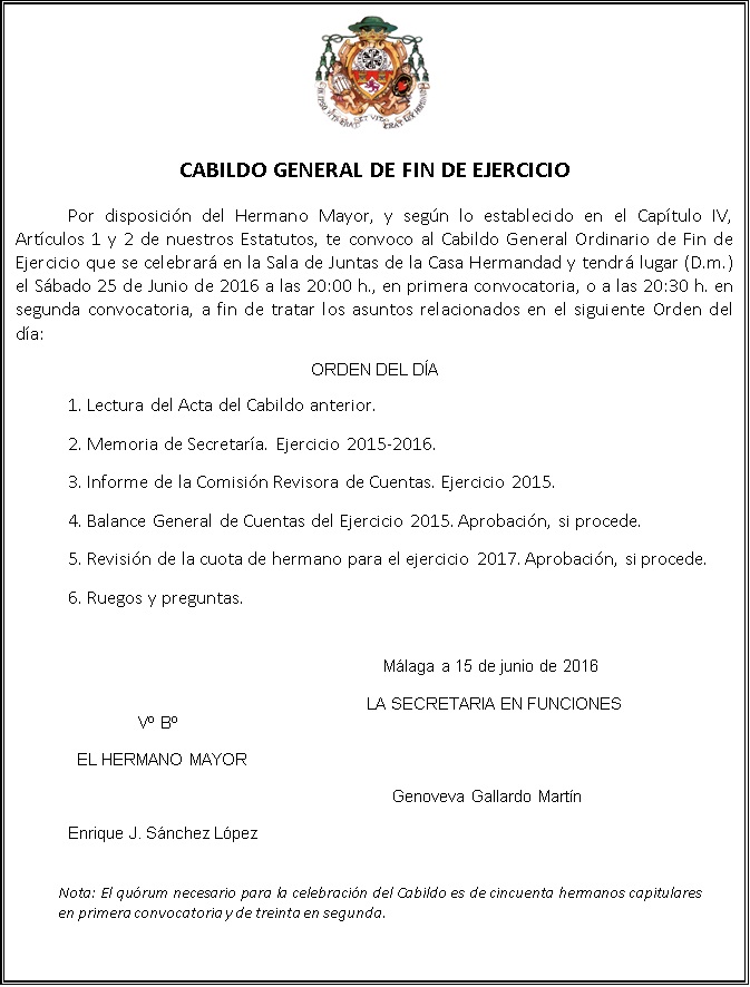 Convocatoria Cabildo Fin de Ejercicio junio 2016 (PARA EL BLOG)