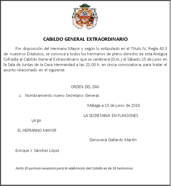 Convocatoria Cabildo General Extraordinario junio 2016 (PARA EL BLOG)