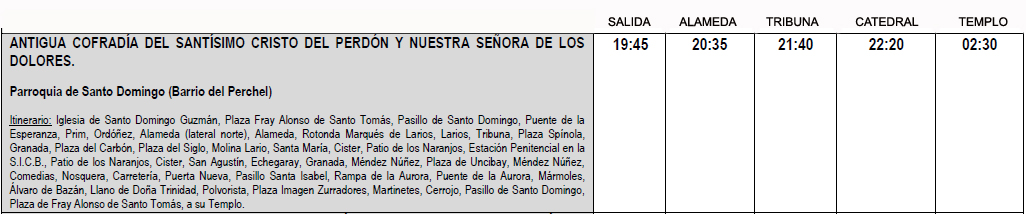 HORARIO E ITINERARIO